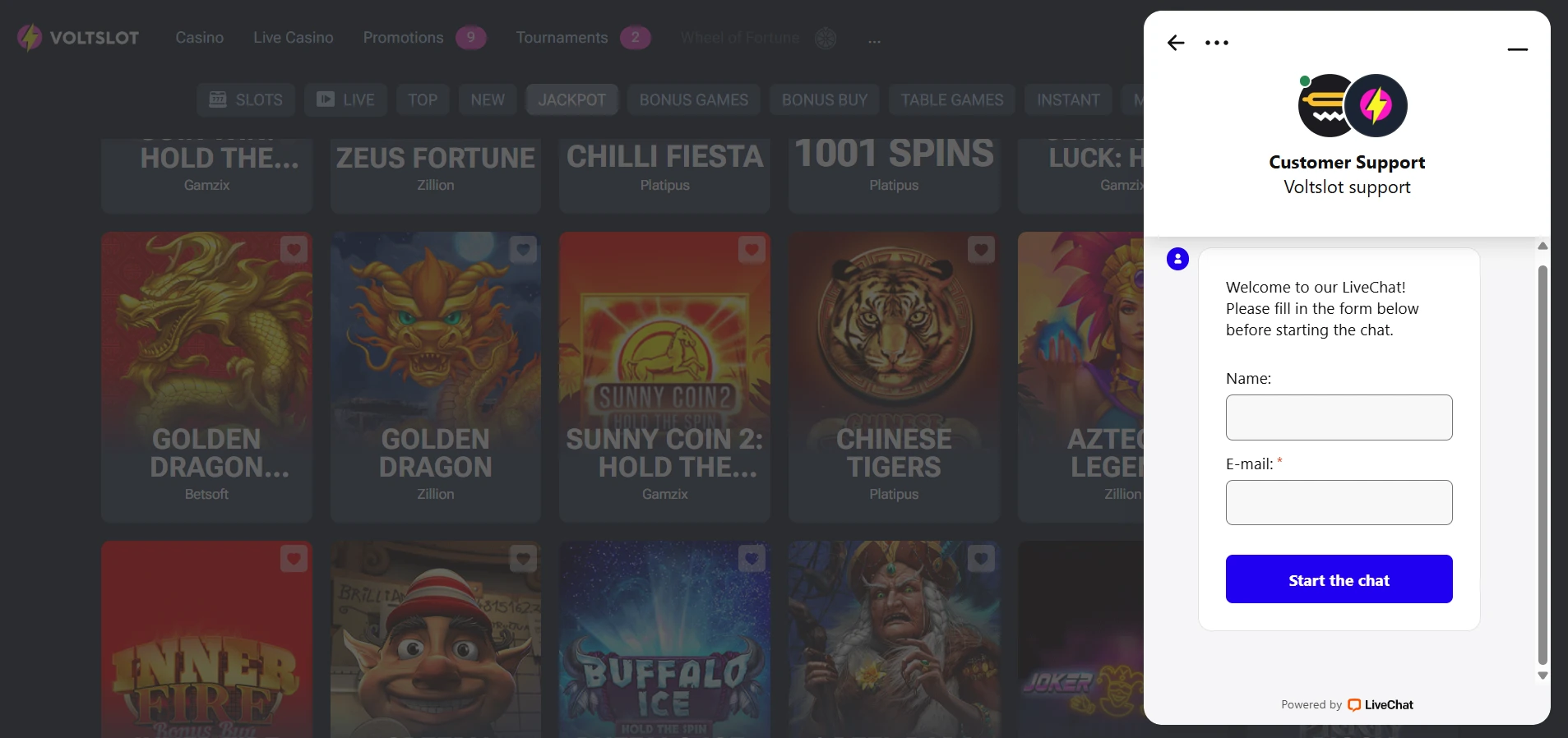 VoltSlot Casino snelle ondersteuning via live chat